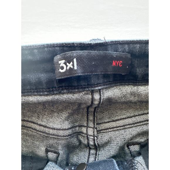 3x1 NYC🌿Women’s Jeans SZ 28 Button Fly Distressed Black Cropped Flare Premium - Picture 4 of 12